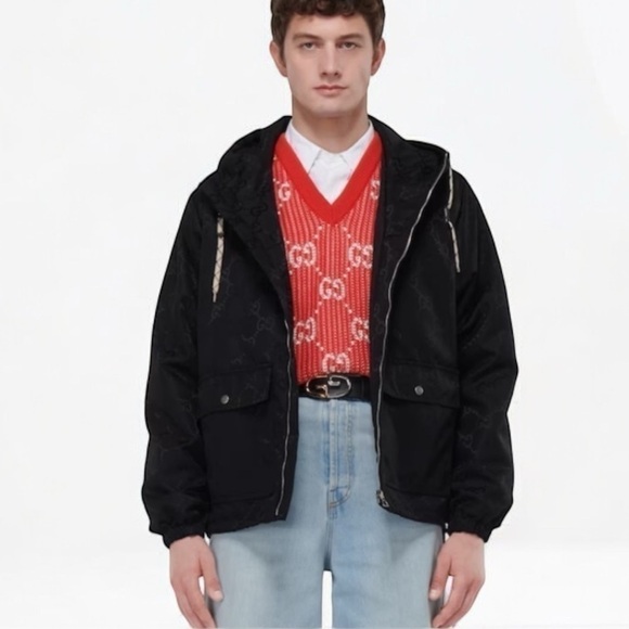 NWT Gucci Off The Grid hooded jacket size 50 Black on Black - Picture 6 of 13